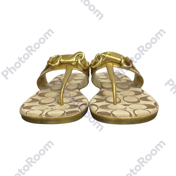 COACH | Rikki Metallic Sandal in Bronze Jelly Signature‎ Gold Lobster Clasp 6 - Picture 4 of 14